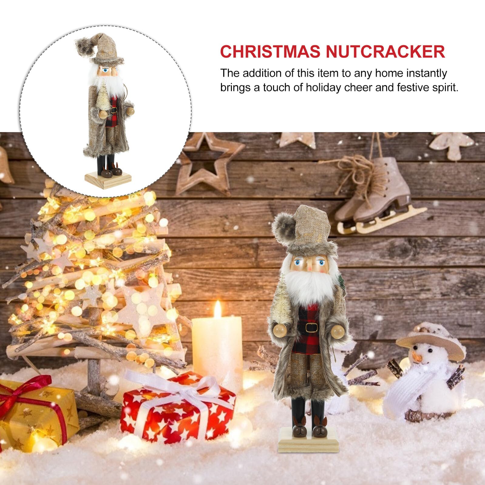 VICASKY Holzhandwerk Nussknacker Dekoration Weihnachts Nussknacker Figur aus Holz Baumschmuck für Weihnachts Tischdeko