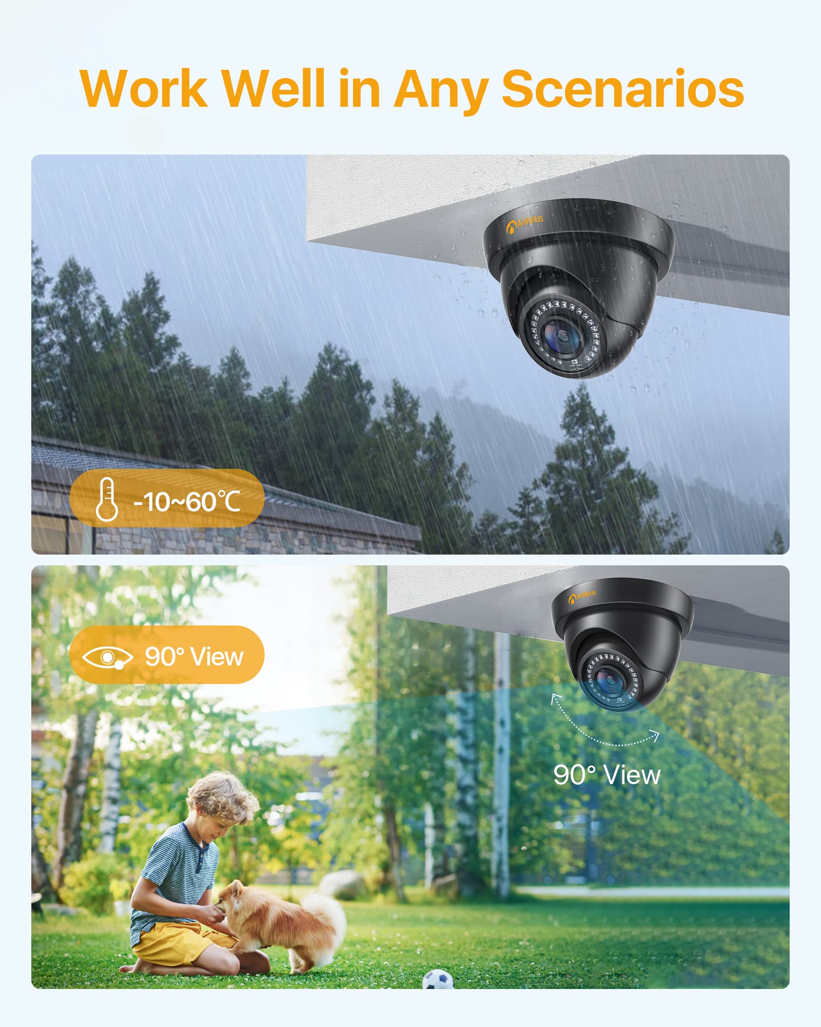 Anlapus 5MP Lite 8CH 1080P Kit de Cámara de Seguridad Exterior H.265+ Sistema de Vigilancia DVR con 4 Cámara Vigilancia 20M Visión Nocturna Detección de Movimiento Monitoreo Remoto 1TB HDD