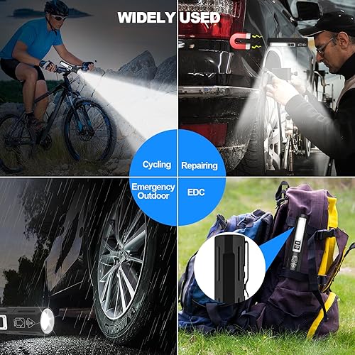 Miniatura 8 de Linternas magnéticas recargables LED de 20000 lúmenes altos, linterna de bolsillo de haz largo súper brillante, 8 modos con luz de trabajo COB,