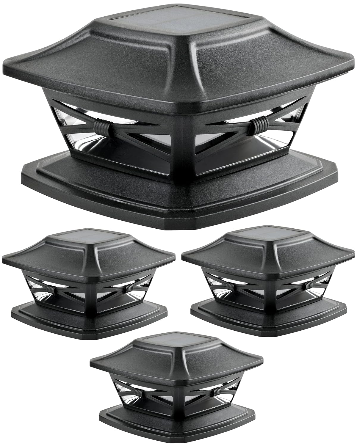 Davinci Lighting Flexfit Solar Post Cap Lights - 4 Pack, Slate Black, LED, Fits