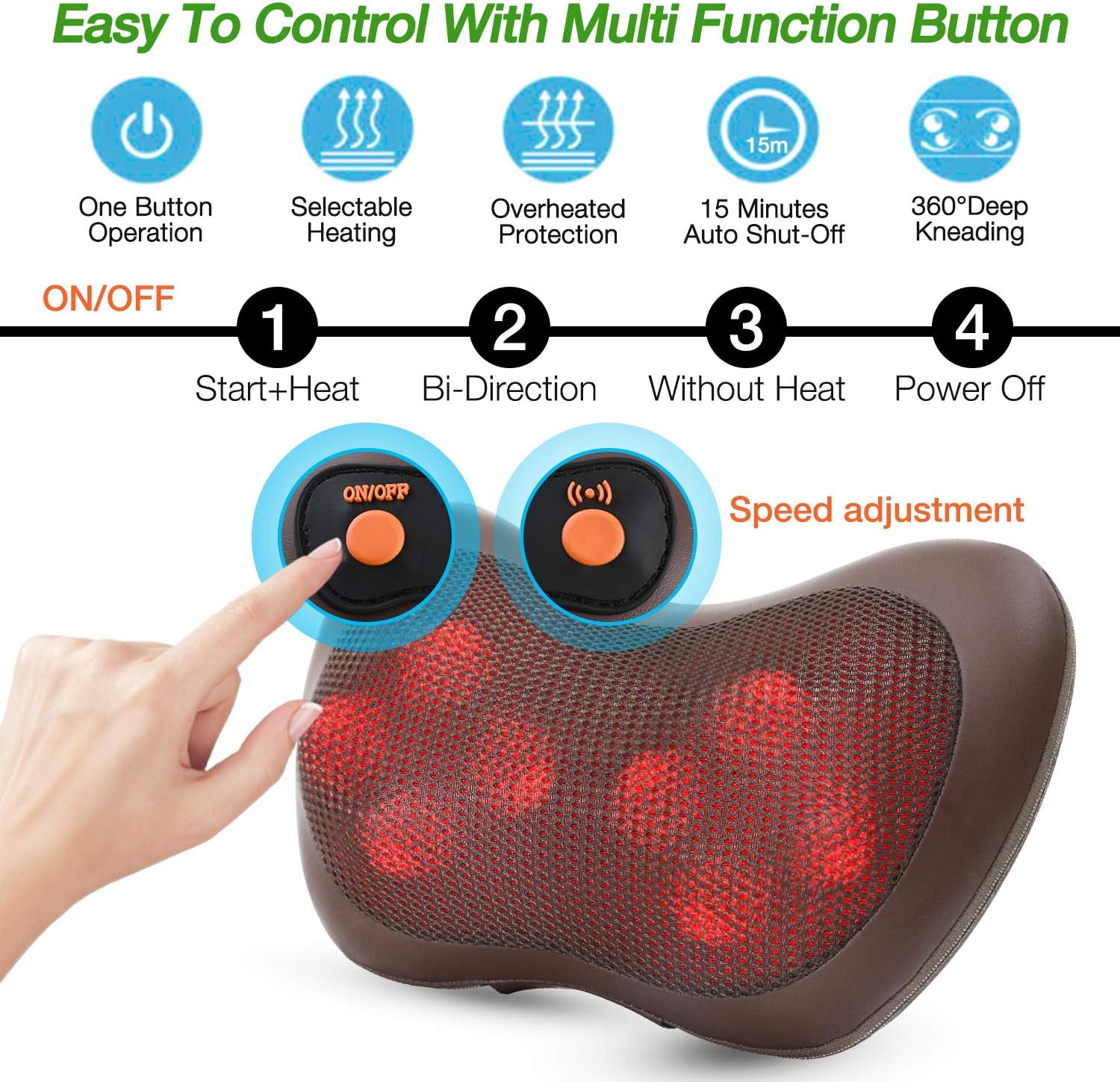 Back Massager, Shiatsu Kneading Electric Neck Massager Pillow with 8 Heated Rollers for Back, Neck, Lower Back and Shoulder, Gifts for Dad/Mom/Men/Women : Health & Household