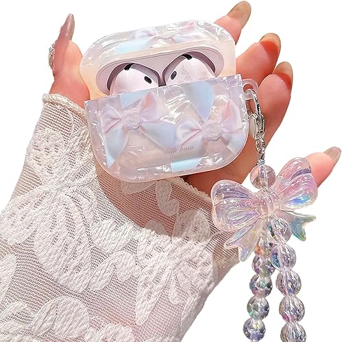 Miniatura 8 de Compatible with Airpods 3rd Generation Case 2021 (NOT for Airpods Pro 2019), PHOEACC Cute Pretty Flower Airpod 3 Case with Shell Pearl Keychain