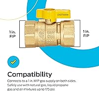 Vista 3 de Eastman Válvula de bola de gas recta de 1 pulgada FIP con mango de cuarto de vuelta, accesorios de plomería de latón, 60013