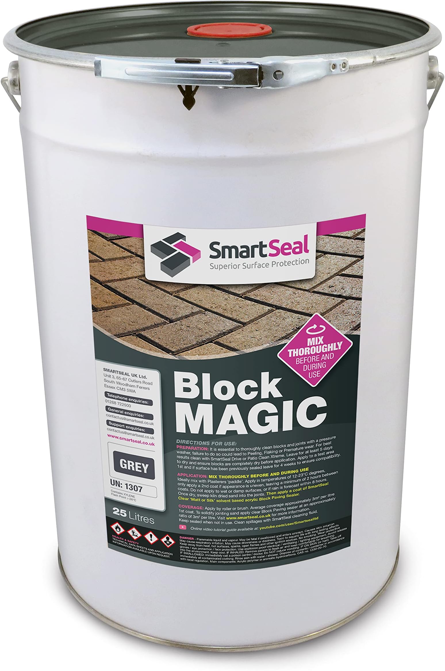 Smartseal ‘Block Magic' – A Re-Colouring Block Paving Sealer. Superior to a Concrete Paint - Transform Old Block Paved Drives or Patios - Easy to Apply (Grey, 25 Litre)