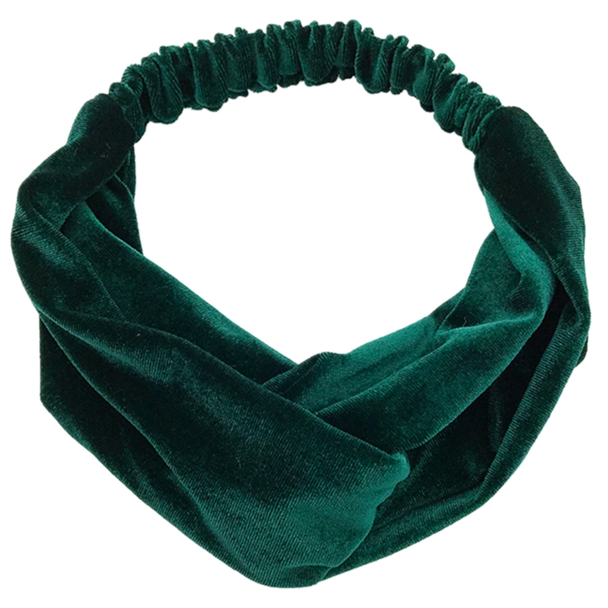 Women's Green Shimmer Velvet Twist Knot Headband Elastic Plain Turban Hairband Yoga Sport Lady (Green)