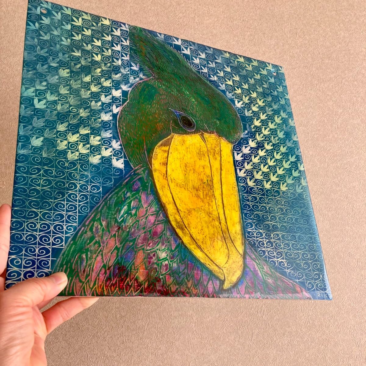 鳥のクレヨン画 Amazon.co.jp: 絵画 直筆アート 「Change」RICO |クレヨン画 鳥