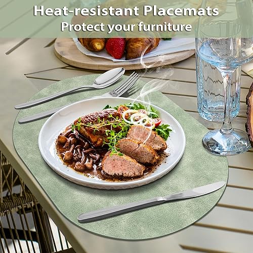 Miniatura 2 de ADRIMER Juego de 6 manteles individuales ovalados resistentes al calor, lavables de 12 x 17 pulgadas, manteles individuales impermeables, manteles