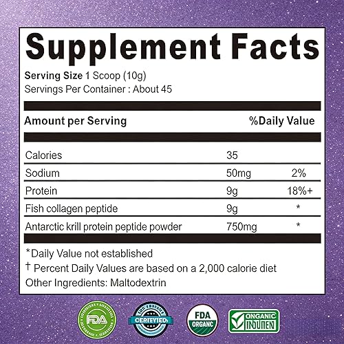 Miniatura 3 de Colágeno marino en polvo, pescado de bacalao hidrolizado y péptidos de krill, suplemento de colágeno marino premium para mujeres y hombres - Apoya