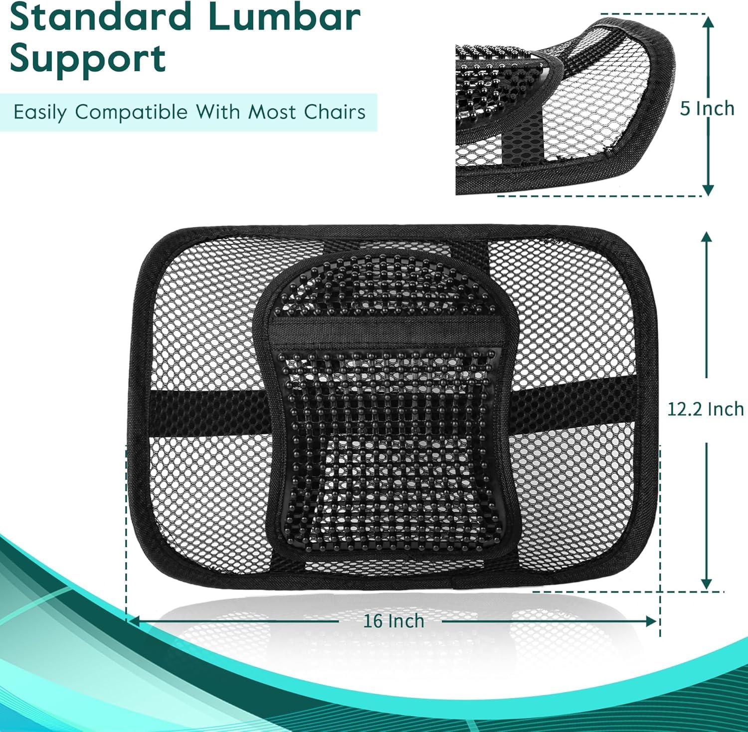 Samyoung Mesh Back Lumbar Support Back Support Seat Cushion with Breathable Mesh for Office Chairs Car 12 x — view 4