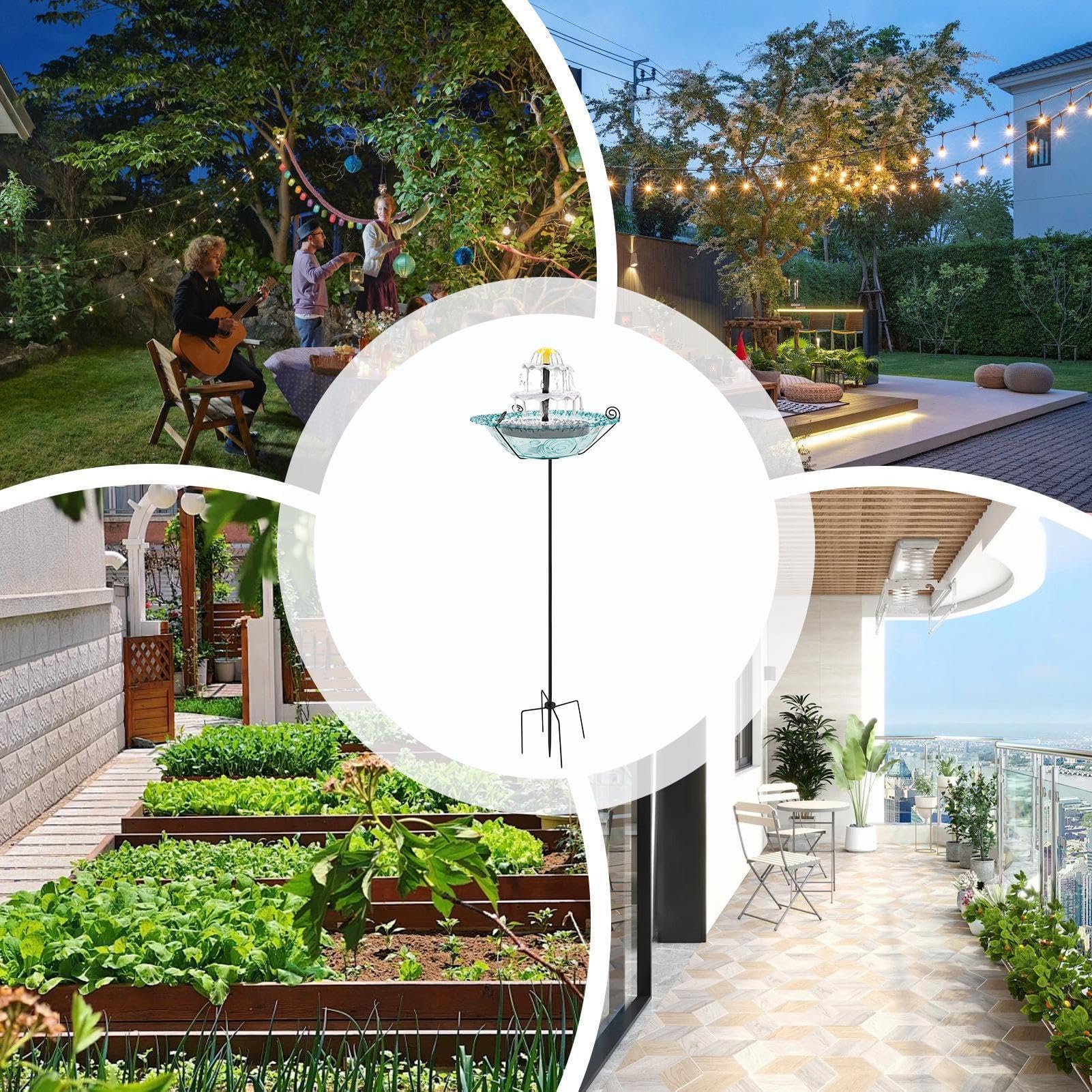 Fontana Solare Bagno Abbeveratoio per Blu da Giardino | Contenitore per Cibo per Passeri per proprietari di case amanti della natura giardino posteriore cortile terrazza balcone