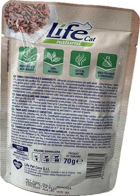 Foto 2 de 3 de Life Cat Natural Atún con almejas y camarones, sobre 70 g
