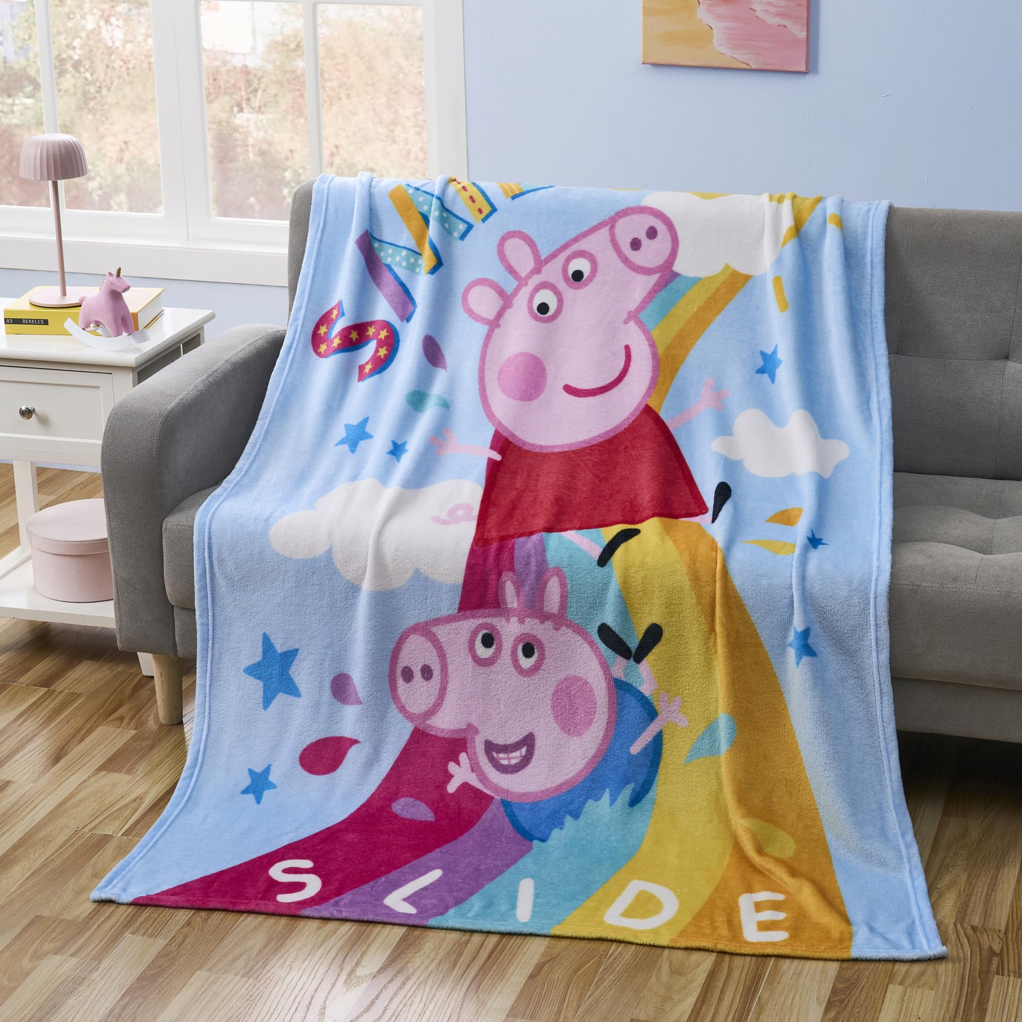 Couverture Peppa Pig micro Raschel 116x152 cm plaid rose en peluche pour lit enfant