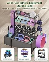 Vista 6 de Dumbbell Rack, Adjustable 4-Tier Weight Rack Movable, Home Gym Organizer Up to 405 lb with Lockable Casters & Hooks, Workout Equipment Storage for