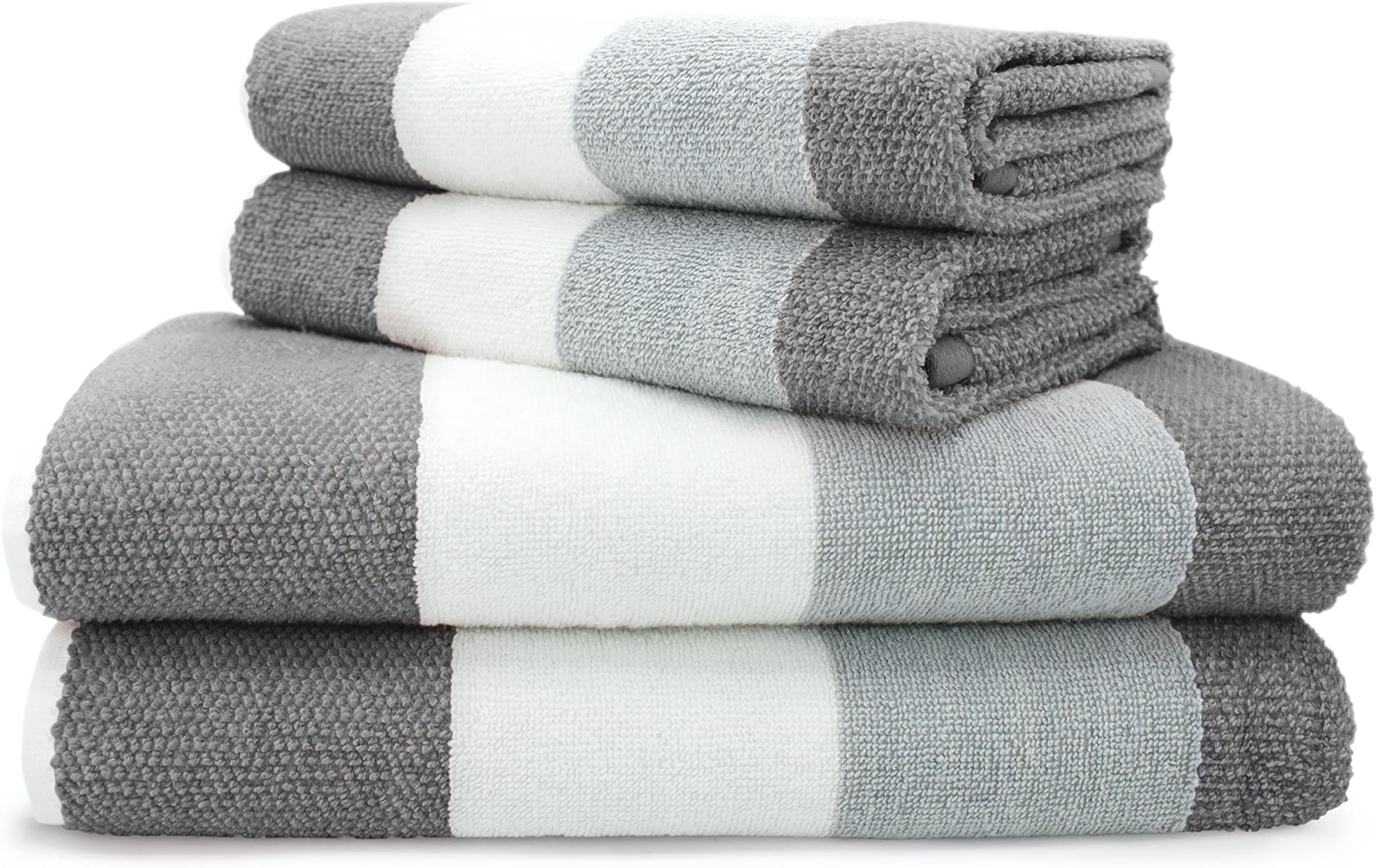 Rapport Six Piece Charcoal/Silver Striped Towel Bale 100 Cotton, Grey