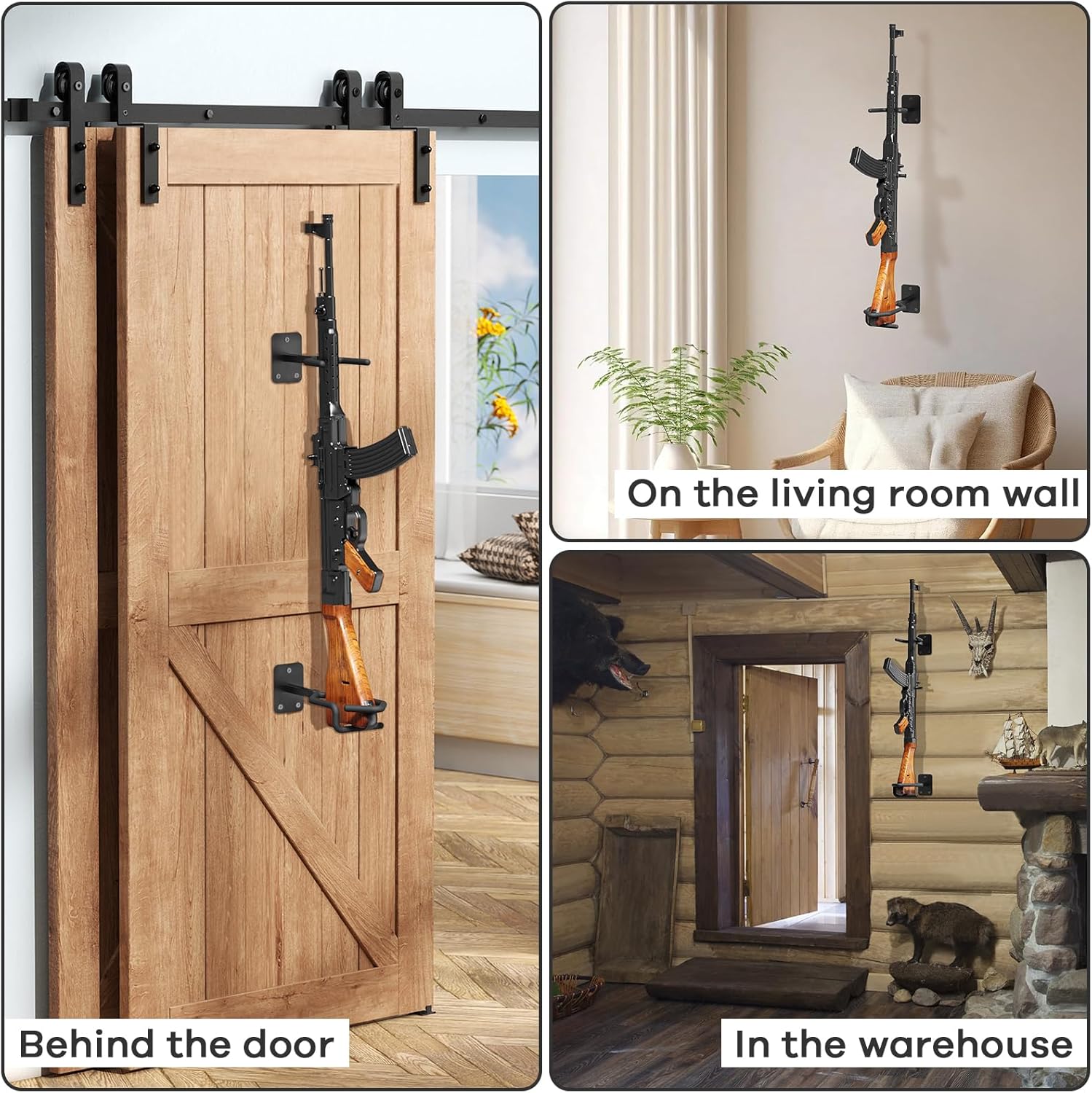 Gun Rack for Wall, Adjustable 1/8 Slot Indoor Gun Racks, Heavy Duty Steel Gun Rack Wall Mount, Securely Display Shotgun & Rifle