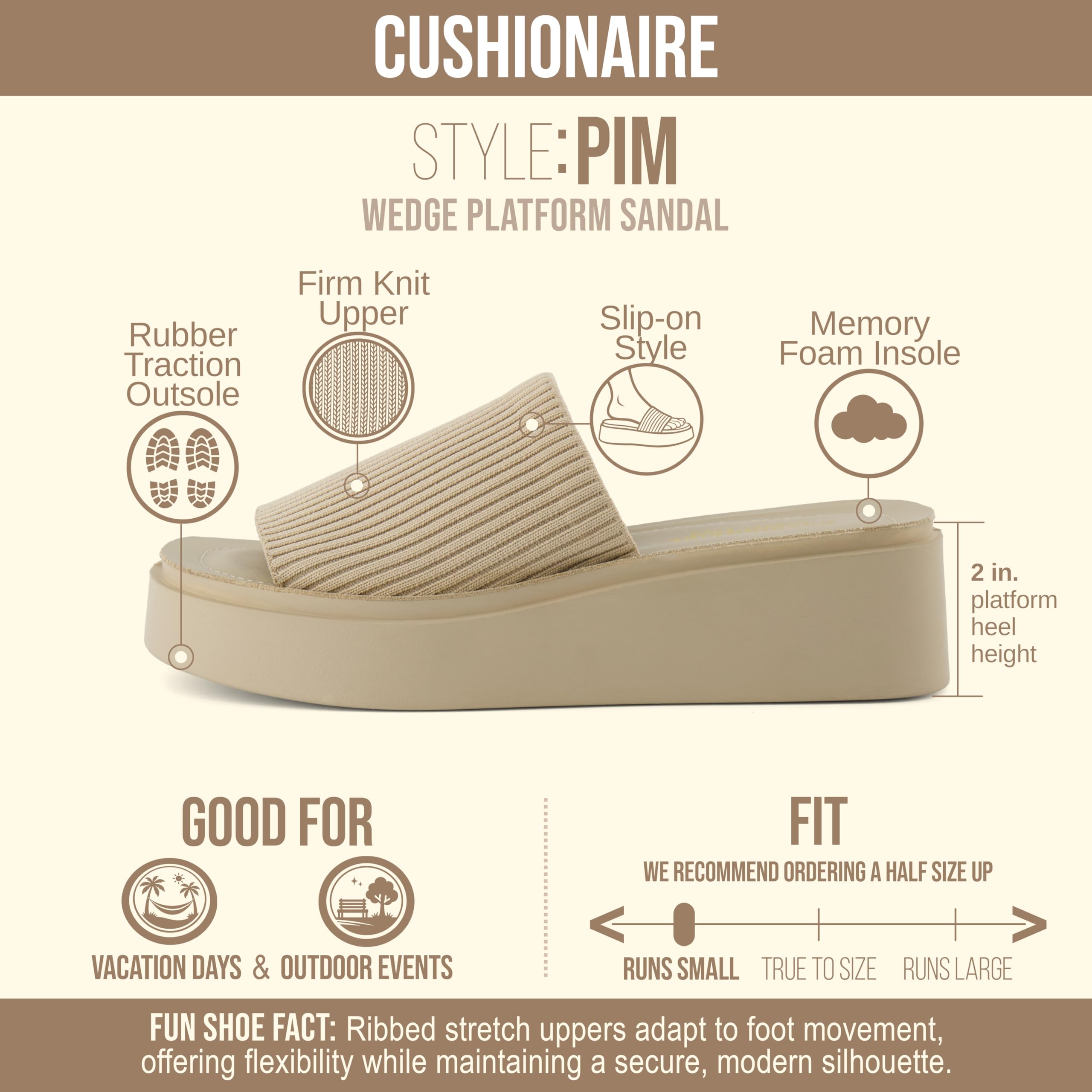 CUSHIONAIRE Damen-Sandale „PIM“ aus Strick mit +Memory Foam
