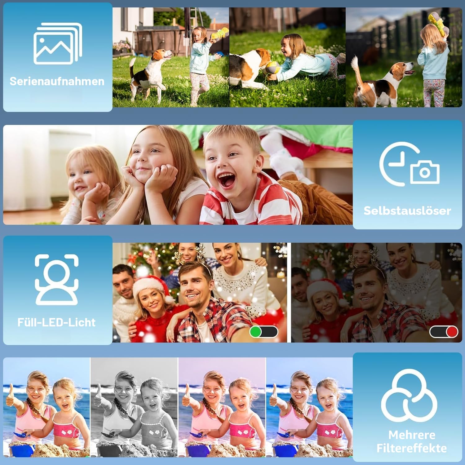Digitalkamera, Verbesserte UHD 4K 50MP Kamera Fotoappara, 16X Digitalzoom, AF-Fokus, 2,83-Zoll-Bildschirm, Aroßer Akku, Retro Tragbare Vlog Kamera für Kinder Student Anfänger (Rosa)