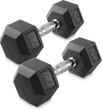 Philosophy Gym Rubber Coated Hex Dumbbell Hand Weights, Pairs