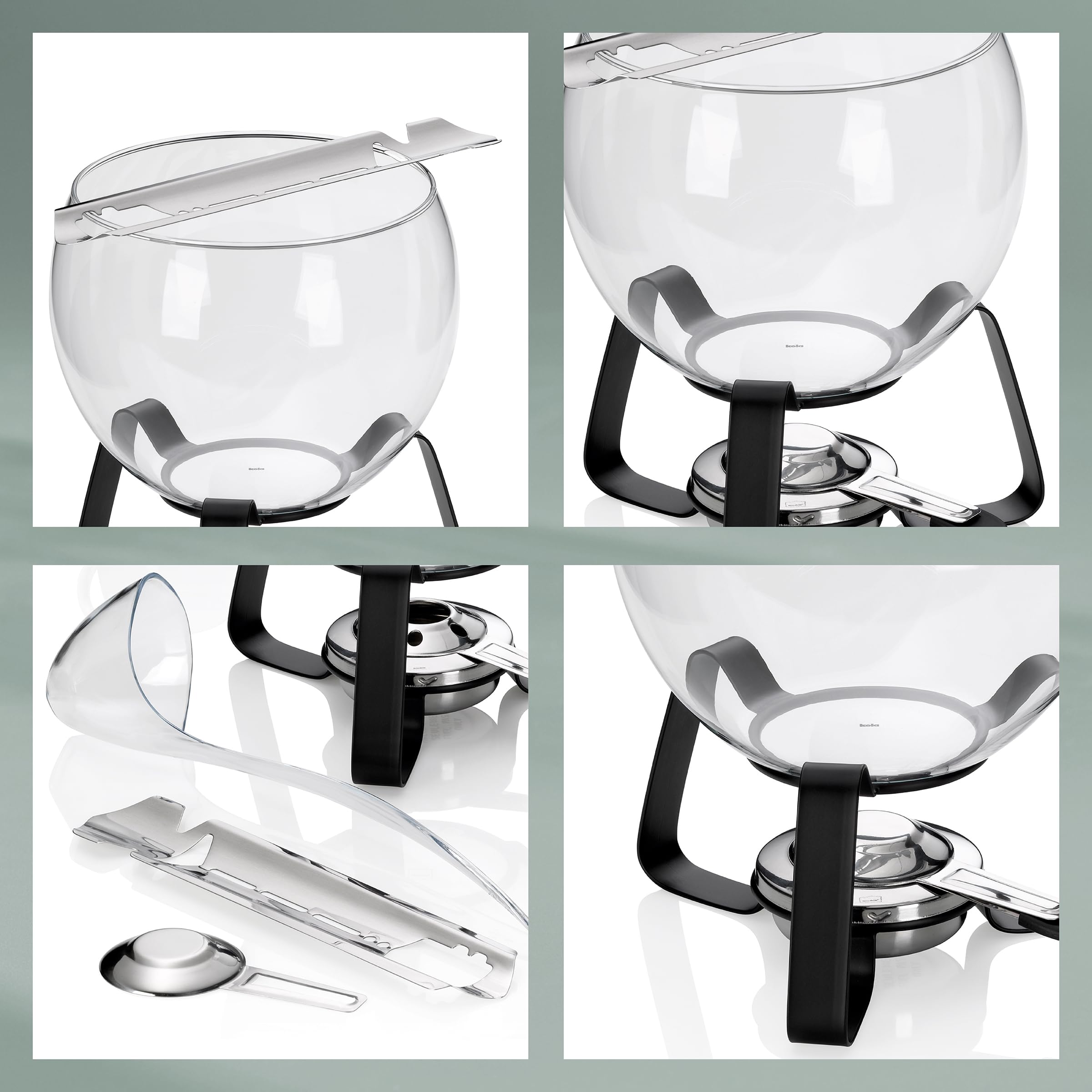 kela Set per punch al fuoco11 pezzi JUNTOS, set per punch con ciotola in vetro da 3,5 l, 6 bicchieri, pinza per lo zucchero, mestolo, adatto anche per punch estivo e vin brulé