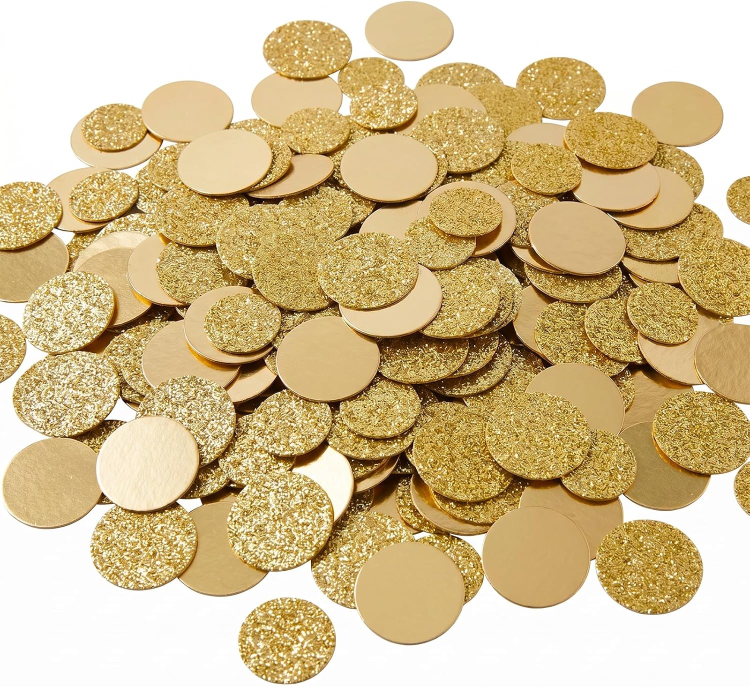 600 Pcs Round Gold Confetti, 2 Sizes Golden Circle Confetti Glitter Dots for Wedding Birthday Party Tables Decor