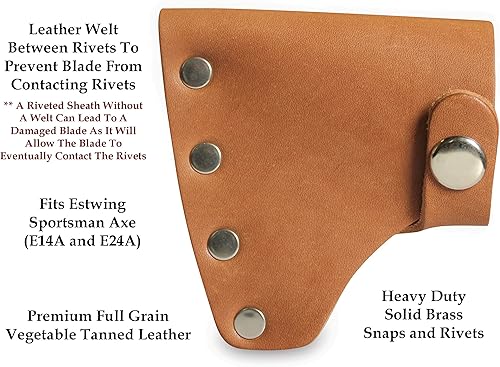 Miniatura 2 de American Bench Craft Funda de cuero para hacha  Se adapta a los modelos Estwing Hacha de Deportista E14A y E24A  Cuero de grano completo premium