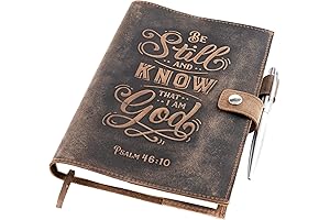 moonster Women's Journal Bible - Psalm 46:10 Leather Refillable Notebook with Pen...