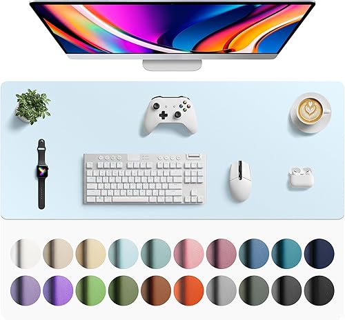 Miniatura 160 de Aothia Protector de escritorio de cuero, alfombrilla para ratón, alfombrilla de escritorio de oficina, secante de escritorio de cuero PU