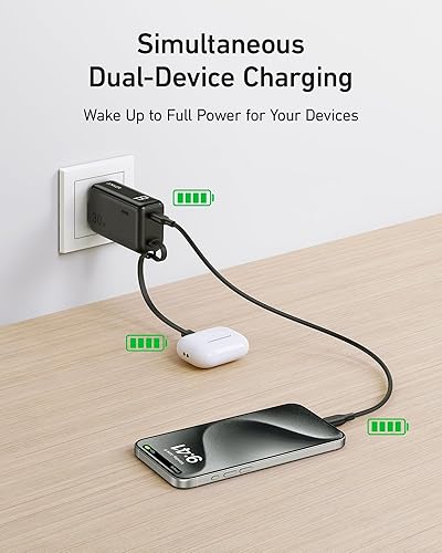 Miniatura 5 de Anker Banco de energía USB C, cargador portátil 3 en 1 de 5,000 mAh con cable USB-C integrado y enchufe de CA plegable, paquete de batería compacta