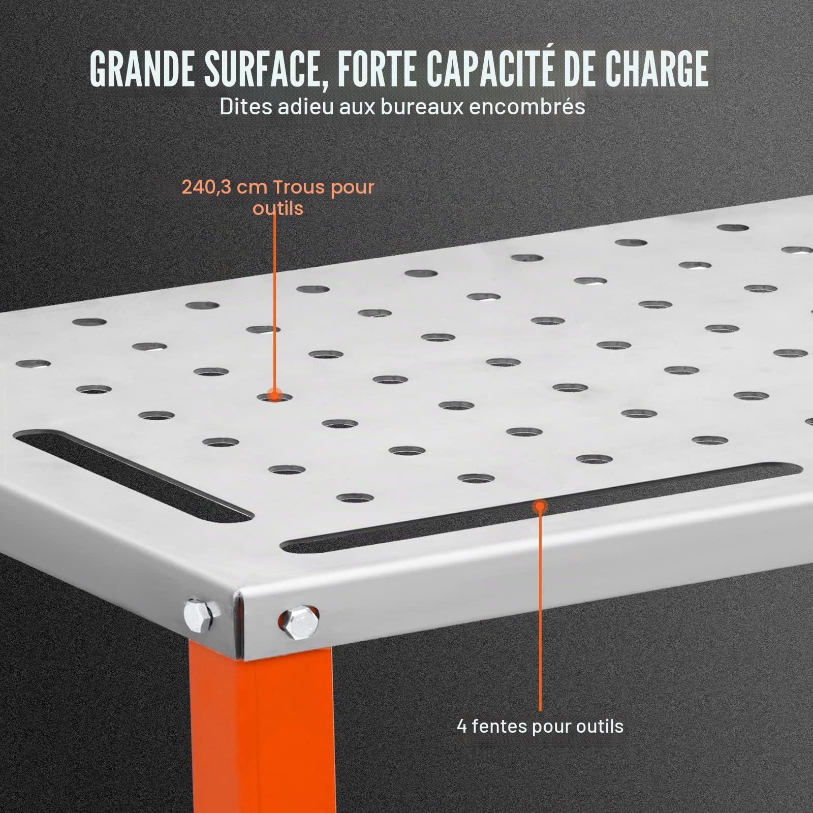 VEVOR Table de Soudure 91,4 x 45,7 cm Établi de Soudage Charge 544 kg Établi Travail Acier sur roulettes à Frein 2 Niveaux 4 Fentes d'Outils Trous de Fixation 1,6 cm pour Réparation Soudage Bricolage