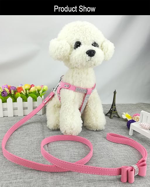 Foto 2 de 6 de Newtensina Moda Perro arnes con Diamante y Correa Bling Linda Perro arnes Cachorros arnes con Pajarita Correa…