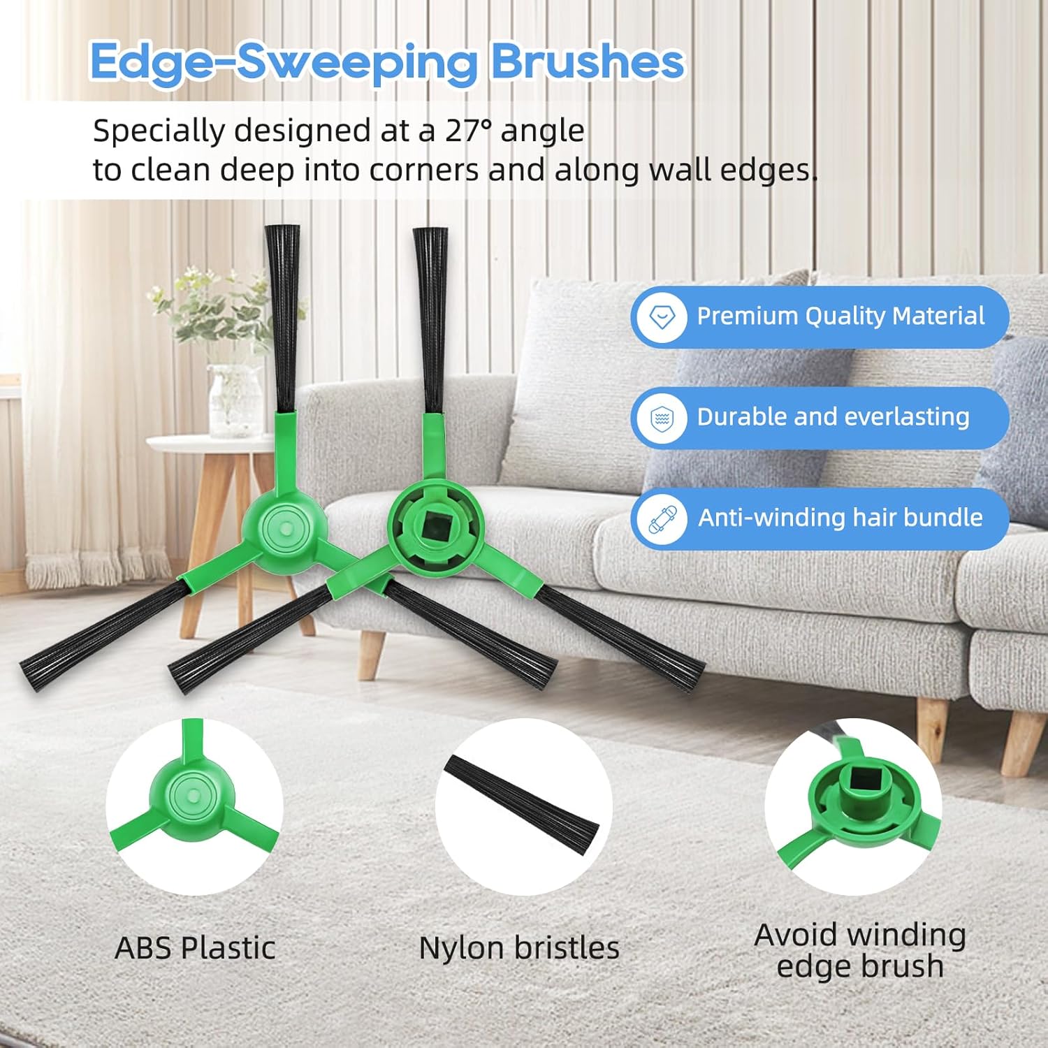 Replacement Parts for iRobot Roomba Combo & Vac Essential Series (RVG-Y1) Y0140 Y0110 Q0120 Q0110 Q0520 104 105 106 108 1010 1020, 2 Main Brushes, 8 Side Brushes, 8 Filters, 1 Tool (19 Pack)