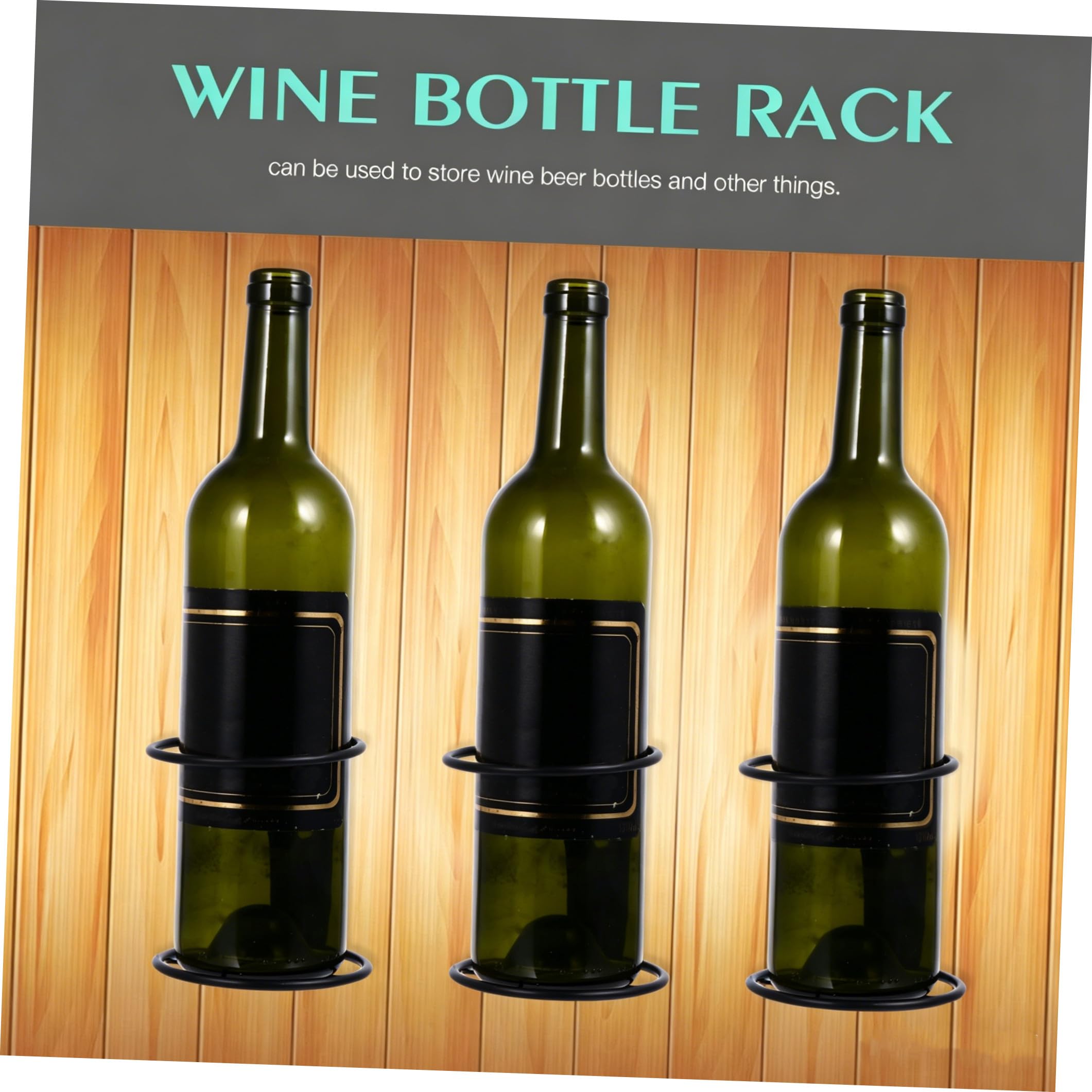 POPETPOP Portabottiglie da Muro in Ferro 6Pezzi per Vino e Birra, Espositore Singolo Design a Sospensione per Natale Regalo