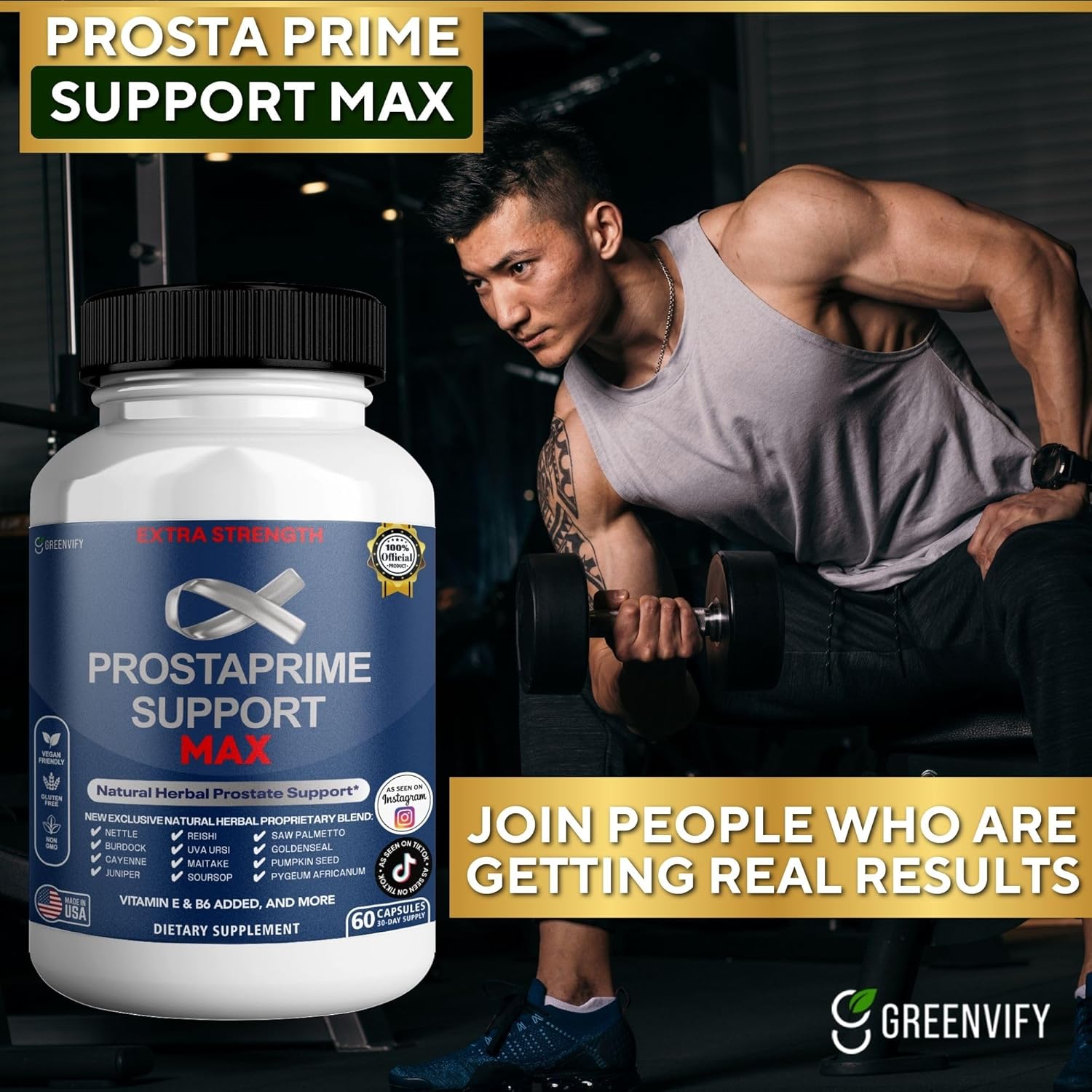 Prostaprime Support Max, Extra Strength Prostate Supplement, 60 Capsules, Herbal Blend with Saw Palmetto (3)