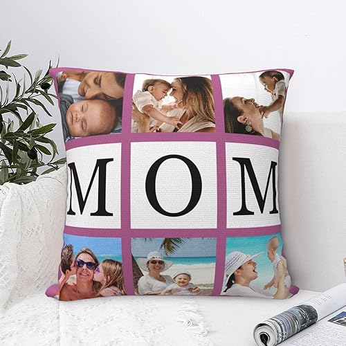 Miniatura 4 de Funda de almohada personalizada con fotos con collage de Best Mom Ever, funda de cojín personalizada para el día de la madre, aniversario, boda,