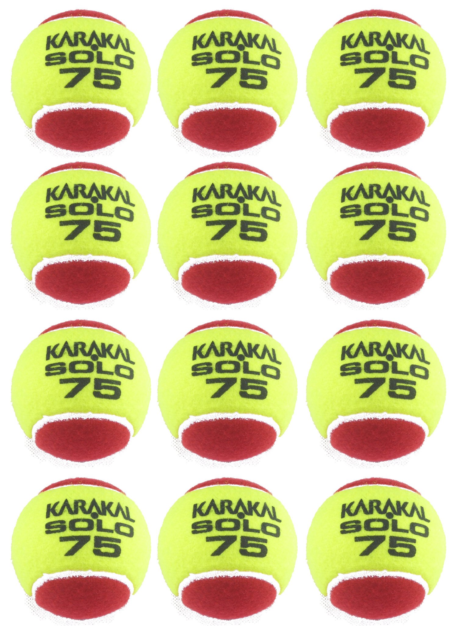 Karakal Unisex Solo 75 "Baja compresión Pelotas de Tenis, Bolsa de 12, Verde/Rojo