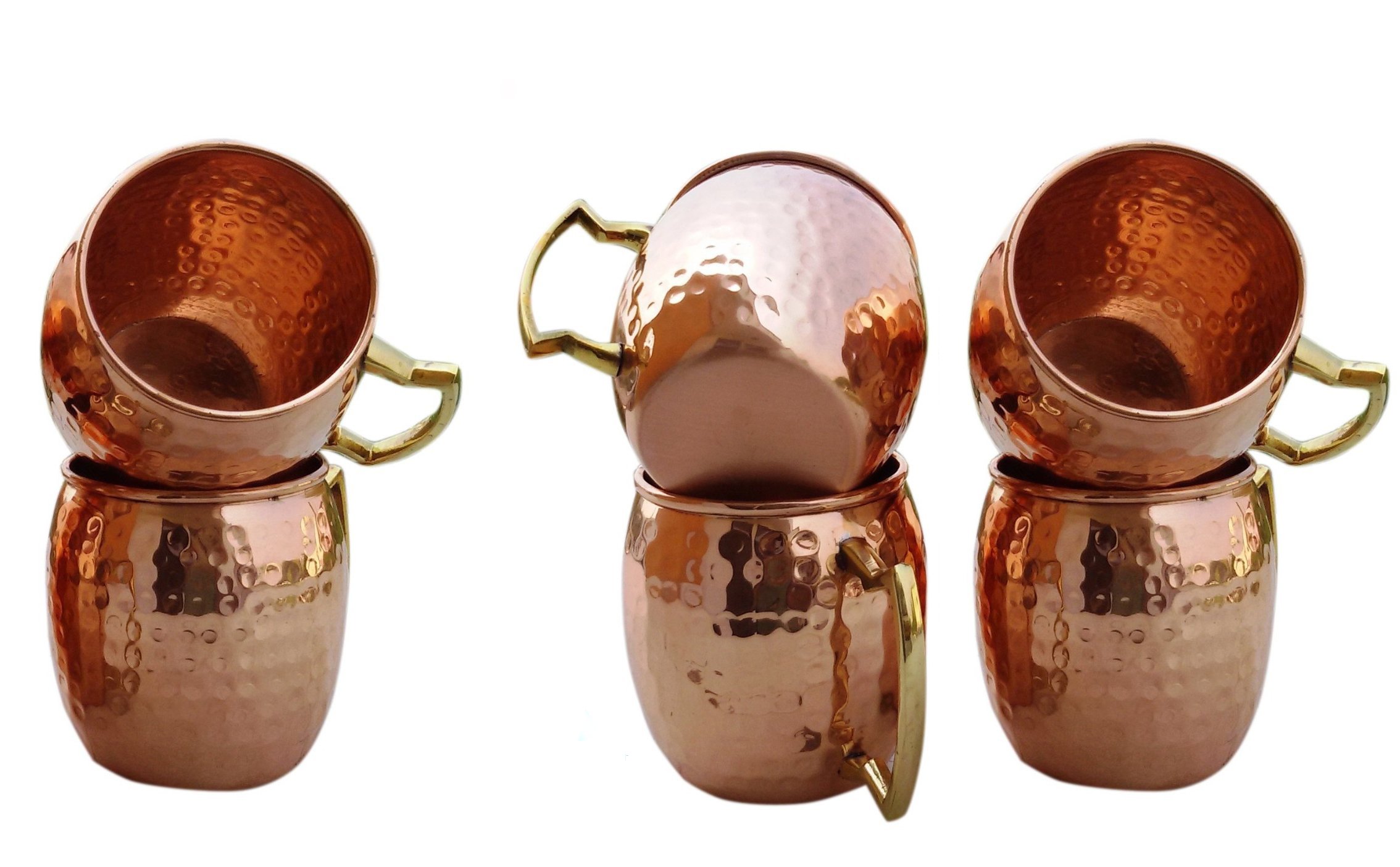 Aakrati Handicrafts Hammered Copper Moscow Mule Mug Handmade Of 100% Pure Copper, Brass Handle Hammered Moscow Mule Mug/Cup. (6)