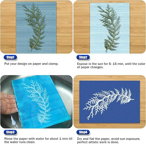 Miniatura 5 de Papel de cianottipo, 30 piezas de papel de impresión solar, papel de impresión de naturaleza de alta sensibilidad, papel de dibujo solar para