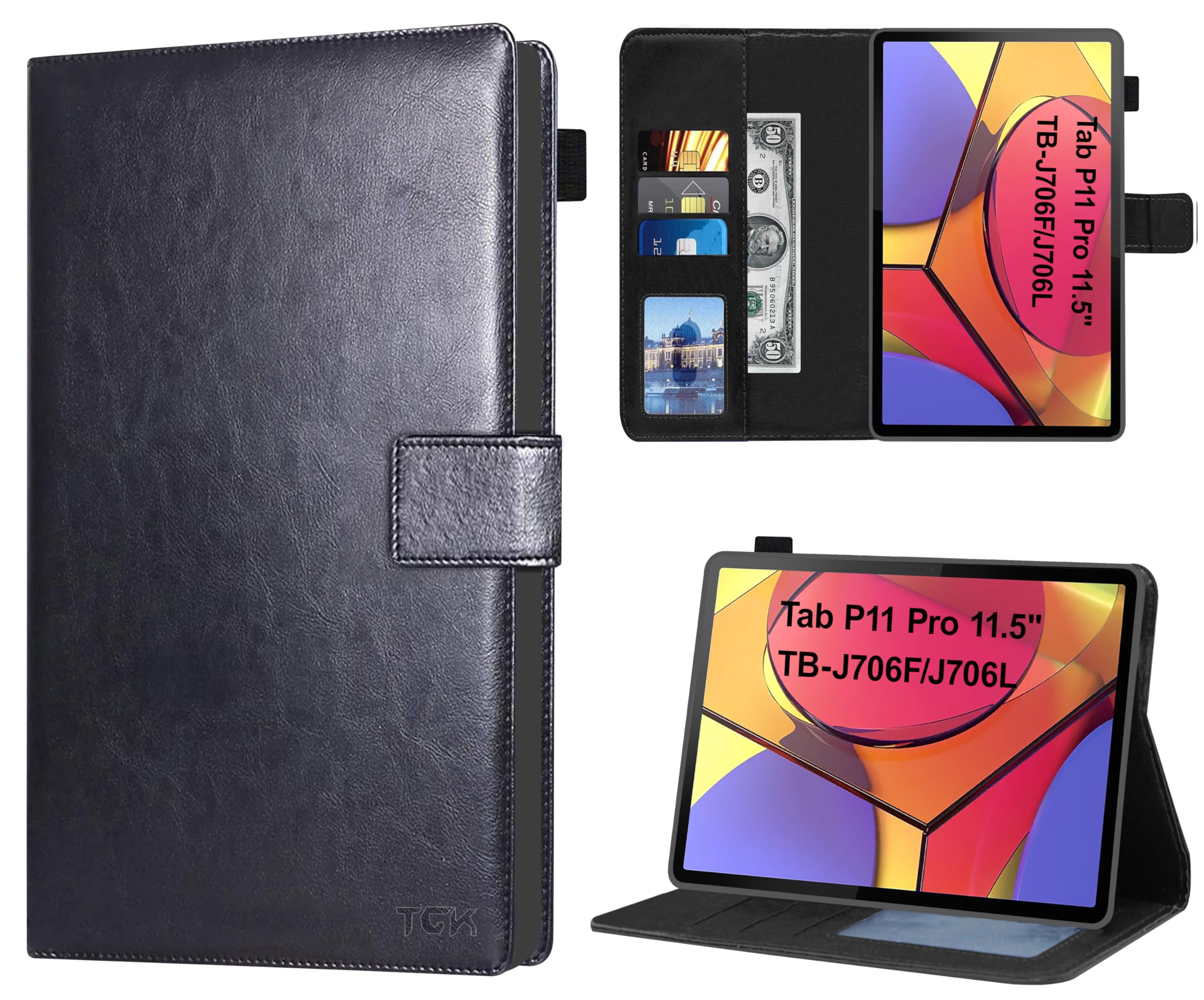 TGK Wallet Leather Flip Case Cover for Lenovo Tab P11 Pro 11.5 inch TB-J706F/J706L, Black (B09KCGVYRR) Amazon Price History, Amazon Price Tracker