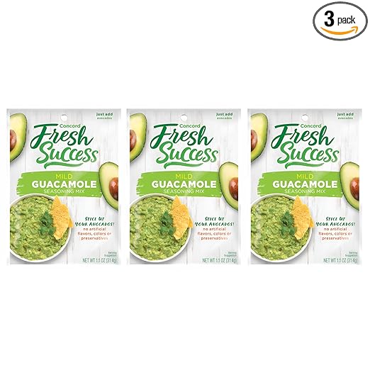 Concord Foods Classic Mild Guacamole Mix Authentic Flavor for Dips, Avocados, and Salsas with Natural Flavor and Easy Preparation - Perfect for Homemade Guacamole - 1.1 oz Packet Pack of 3
