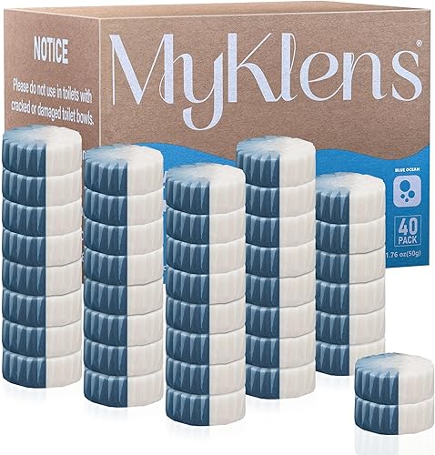 MyKlens Tabletas limpiadoras de inodoro, limpiador automático de tanque de inodoro para desodorizar y descalcificar, de larga duración con