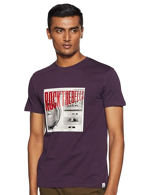 Buy Lee Men's Solid Slim fit TShirt (L38366CB09BB0_BlackBerry Wine_M