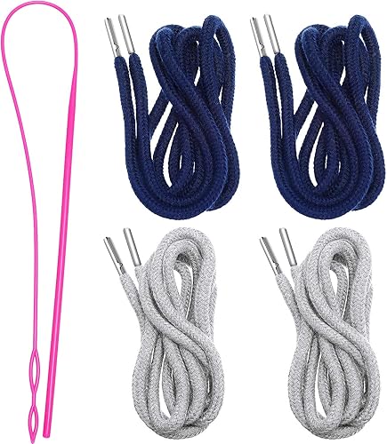 Vista 66 de Cordones de repuesto con cordón fácil de enhebrar para pantalones deportivos, pantalones cortos, pantalones, chaquetas (negro, gris)