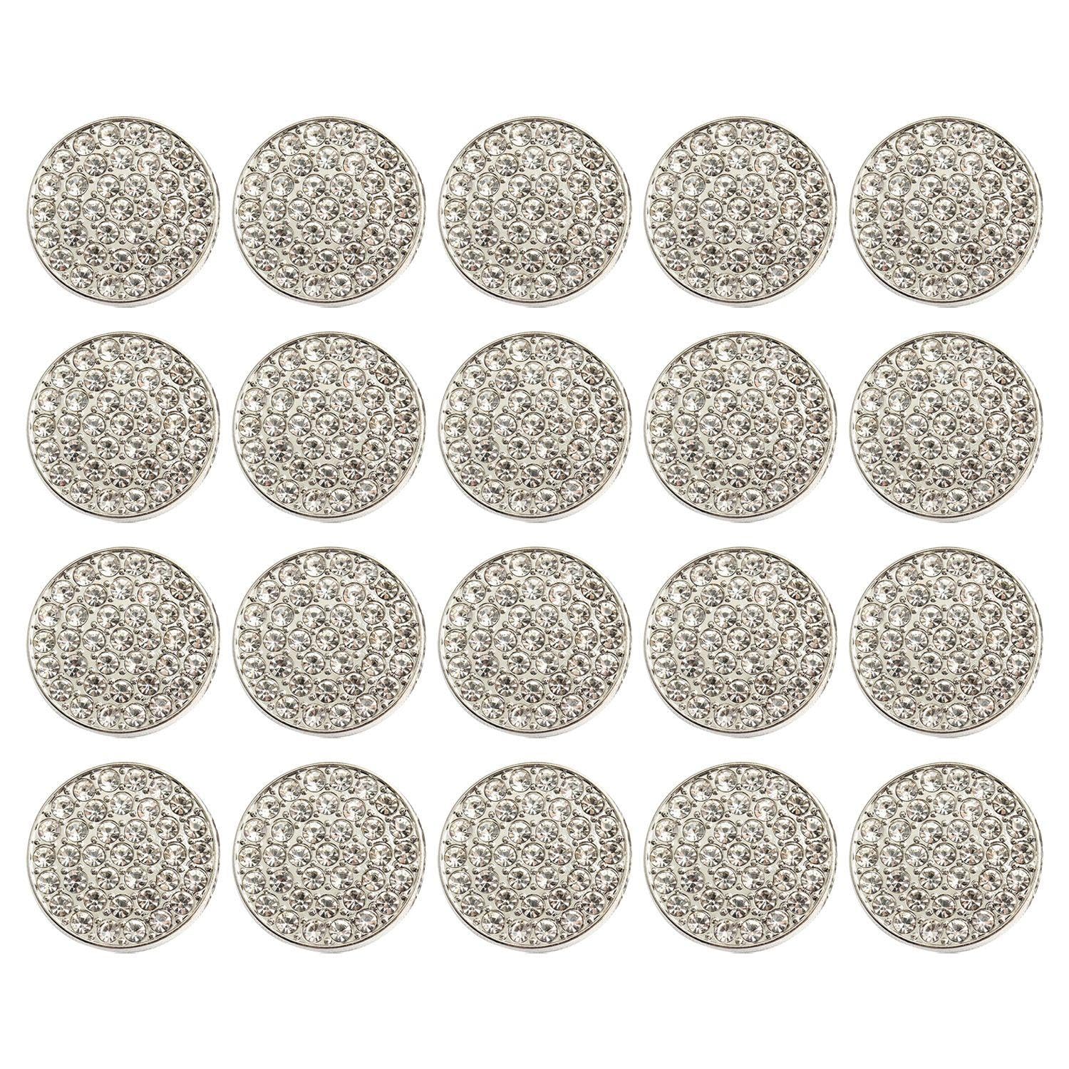 HINFHI 20 Pieces Round Diamond-Set Buttons, Ele Buttons, Women'S Clothing Accessories, Garment Decorative Buttons.