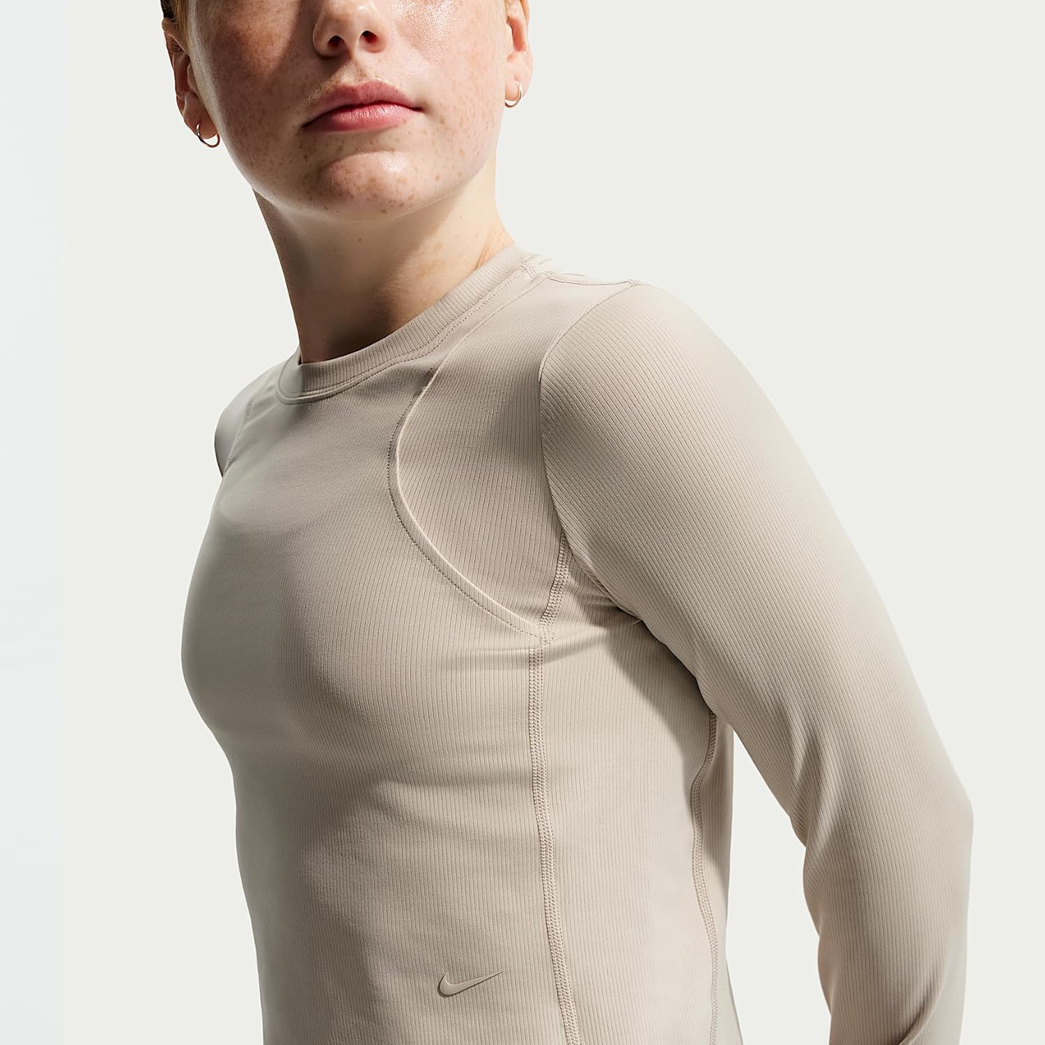 Nike MAVN Girls' Dri-FIT Ribbed Long-Sleeve Top (Cream II/Cream II)