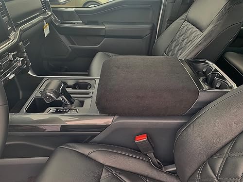 Auto Console Covers - Funda de consola central prémium para Ford F-150 2021-2025, funda de reposabrazos central, tela polar antibolitas, color negro