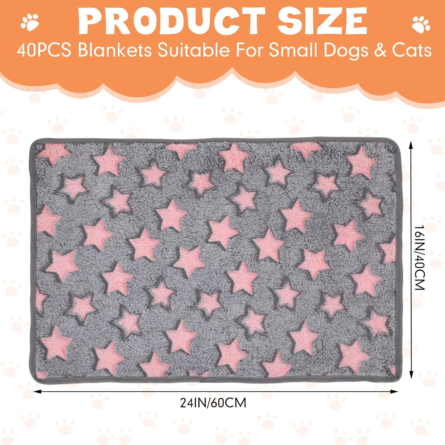 Chumia 40 Pcs Puppy Blankets for Small Dog Pet Bulk Fleece Soft Fluffy Washable Dog Star Print Pattern Fleece Blankets for Pets Throw Warm Bed Mat for Puppy Cat, 24 x 16 Inches - Image 2