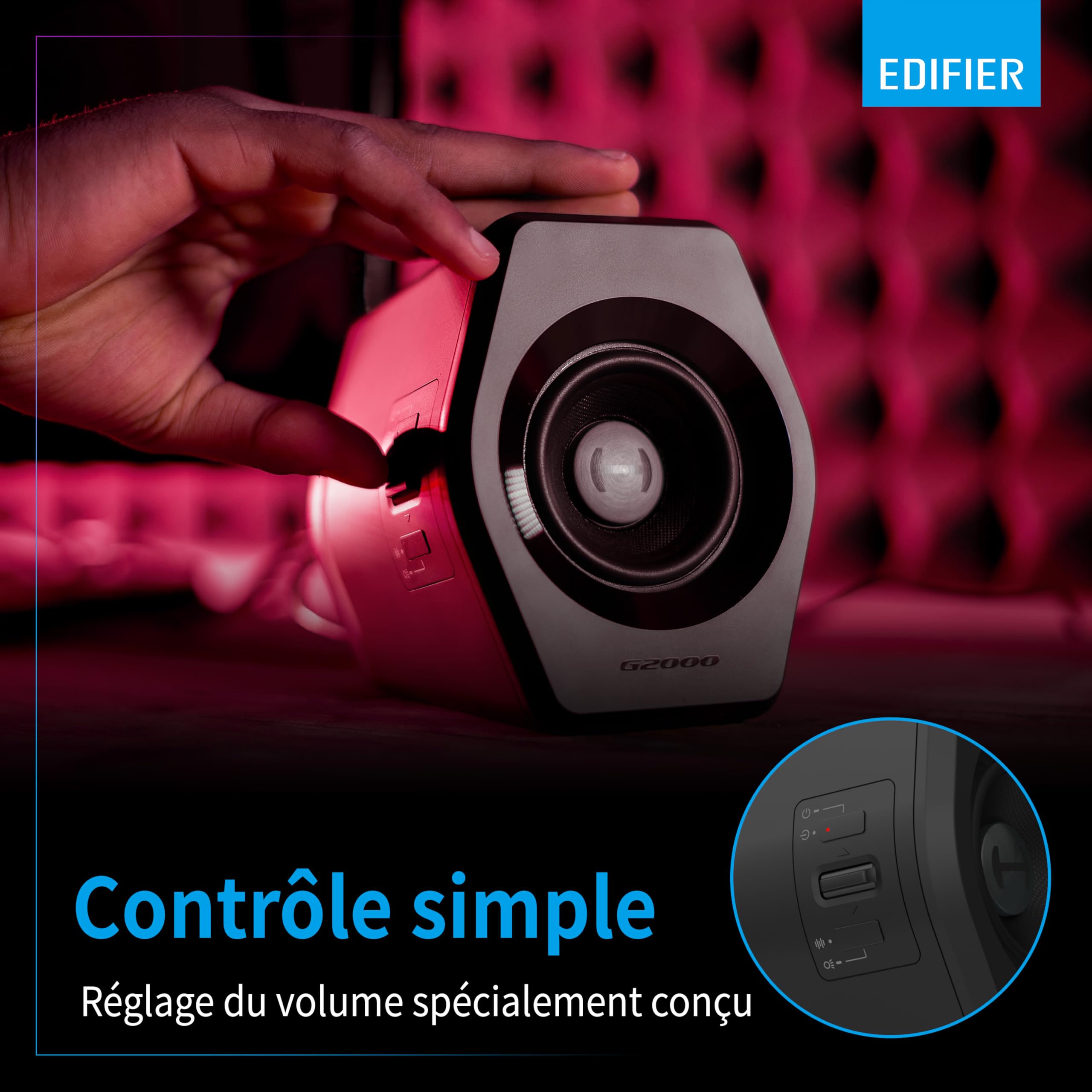 Edifier G2000 - Enceintes Bureau 2.0 Bluetooth Gaming RGB Noir
