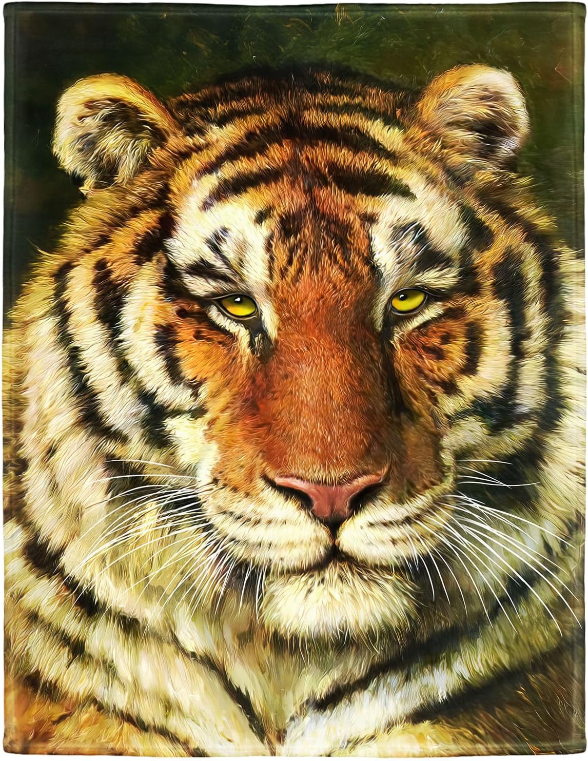 HommomH 40"x50" Yellow Tiger Face Blanket Animal Art Painting Soft Fluffy Fleece Throw for Couch Sofa Bed