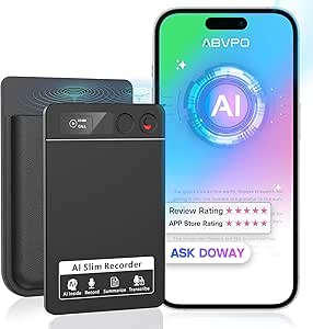 AI Voice Recorder, Note Voice Recorder - Transcribe & Summarize, AI Noise Cancellation Technology, Supports 152 Languages, 64GB Memory APP Control Audio Recorder for Lectures, Meetings, Calls (Black) asin的图片