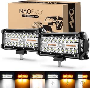 23 Inch 144W LED Light Bar White/Amber Flasing Strobe Light With Six Modes Dr